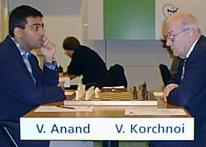 Anand vinner mot Kortcnoi i 19 trekk i runde 8! Foto: Yvette Nagel